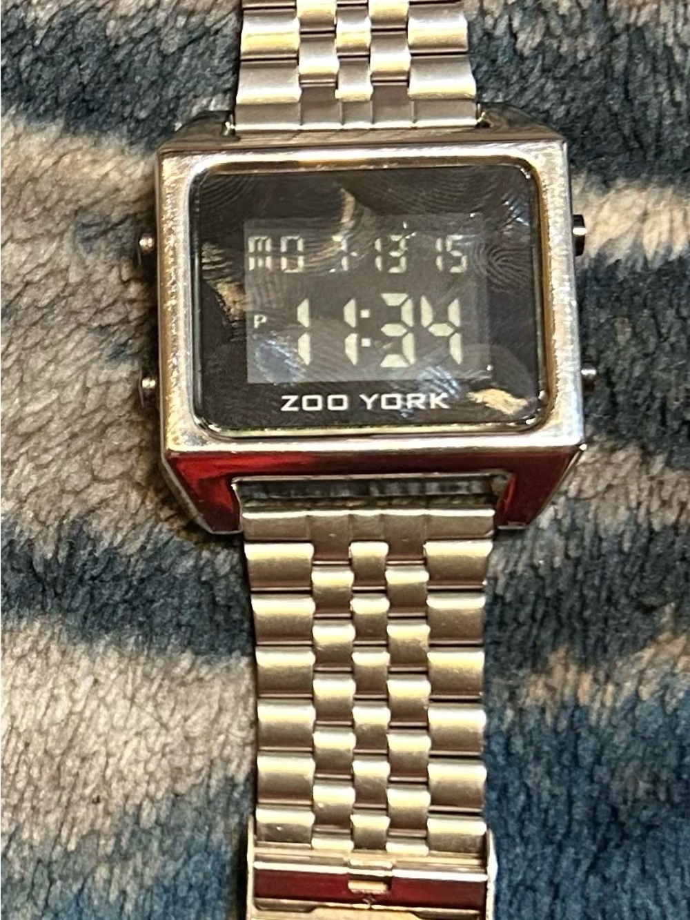Zoo York Silver Digital Square Watch with Black Display